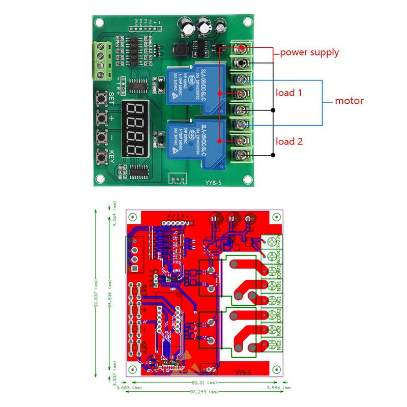 YYB-5 12v 24v Motor Forward/Reverse Control Board Two Relay Delay ...
