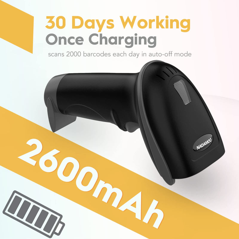 [Australia - AusPower] - NADAMOO Wireless Barcode Scanner 328 Feet Transmission Distance USB Cordless 1D Laser Automatic Barcode Reader Handhold Bar Code Scanner with USB Receiver for Store, Supermarket, Warehouse - Black 