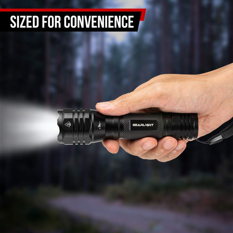 [Australia - AusPower] - GearLight S1050 LED Flashlight Pack - 2 Bright, Zoomable Tactical Flashlights with High Lumens and 3 Modes for Everyday, Outdoor & Emergency Use - Gifts for Men & Women 