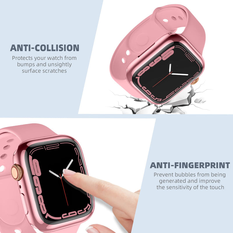 [Australia - AusPower] - GEAK 3 Pack Compatible with Apple Watch Series 7 Case 41mm, Soft HD All-Around Protective Screen Protector Cover Case for iWatch Series 7 41mm Smart Watch Black/Clear/Pink 