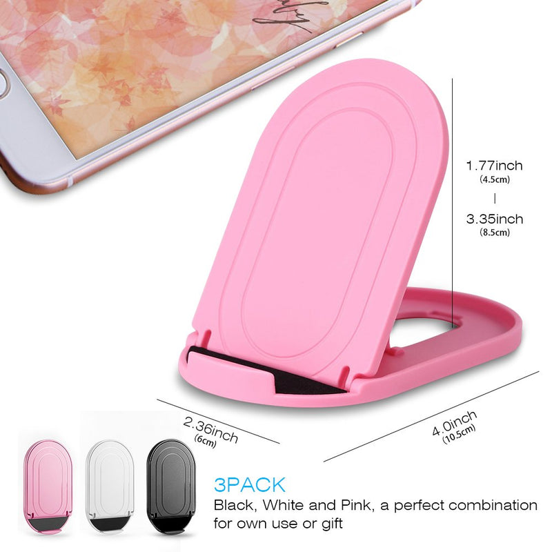 [Australia - AusPower] - Cell Phone Stand 3Pack, Ama Forest Portable Foldable Desktop Cell Phone Holder, Adjustable Universal Multi-Angle Cradle Stands for Tablet iPad iPhone X/xr/xs max Samsung Galaxy, Black, White, Pink Black+White+Pink 