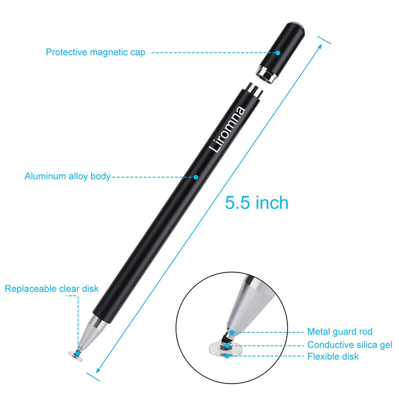 [Australia - AusPower] - Stylus Pen for Ipad(2 Pcs), Liromna Magnetic Cap Disc Capacitive Stylus for Apple/iPhone/Ipad Pro/Mini/Air/Android/Microsoft/Surface and Other Universal Touch Screens - Black/Purple 