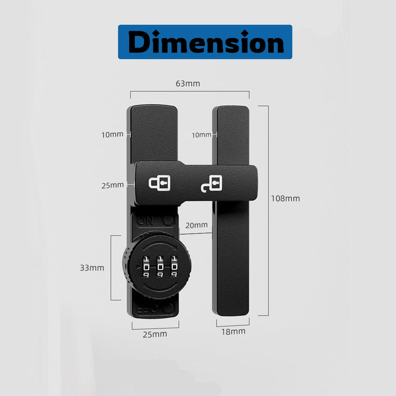 [Australia - AusPower] - 180 Degree Barn Door Lock Latch Fluorescent Secure Your Home Easily Install Keyless Entry Zinc Alloy Matte Black Ideal for Cabinet Door Bathroom 