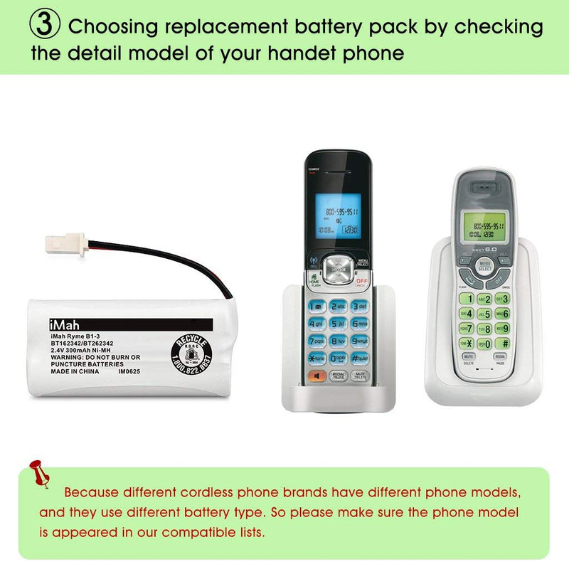 [Australia - AusPower] - iMah BT162342 BT262342 BT183342 BT283342 Cordless Phone Batteries Compatible with VTech CS6114 CS6419 CS6719 AT&T EL5210 EL52300 EL52400 CL81101 CL80111 Handset Telephone, 2-Pack 2-Pack, BT162342/BT262342 