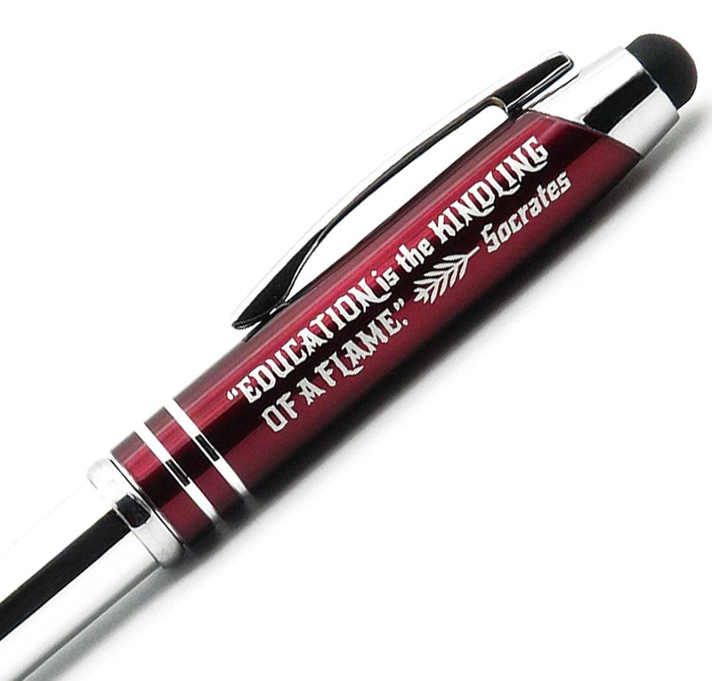 [Australia - AusPower] - Inkstone Teacher Gift Pen with Flashlight and Stylus Tip Engraved with Inspirational Socrates Quote -"Education is the Kindling of a Flame" 