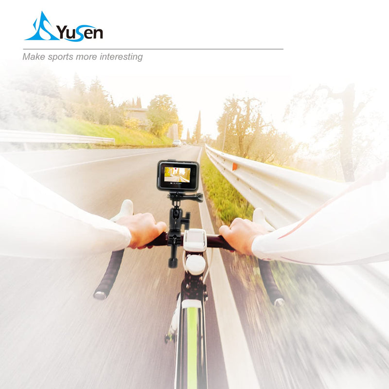 [Australia - AusPower] - YUSEN 0.75-1.2inch Handlebar/Seatpost/Pole Mount with 1/4&360° Rotation,Perfect All-Aluminum Bike/Motorcycle Handlebars for Go Pro Hero 10/9/8/7/6/5/4/3/2,DJI Osmo Action AKASO (Black) 