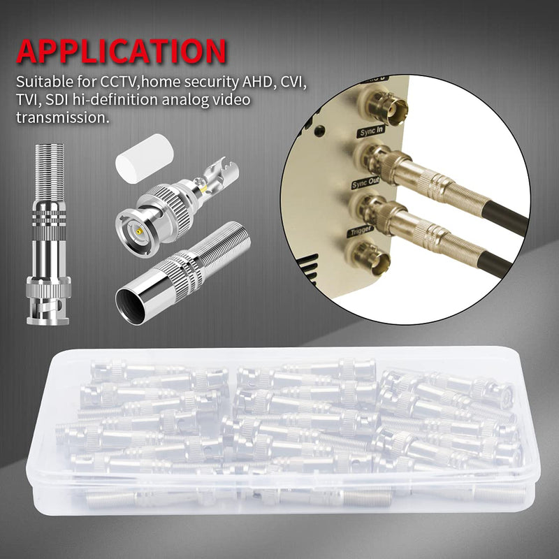 [Australia - AusPower] - DAIERTEK RG59 RG6 BNC Connectors Male Solderless BNC Compression Connector Screw On Coaxial Terminal for CCTV Security Surveillance Camera Coax Cable -24pcs 
