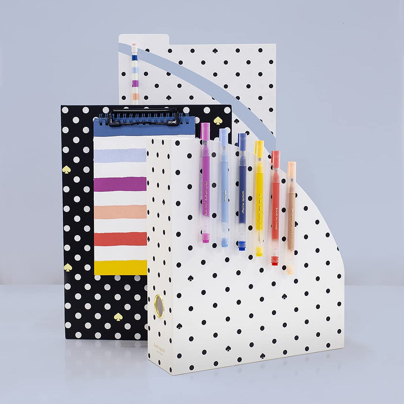 [Australia - AusPower] - Kate Spade New York Vertical File Folder Set of 6, Letter Size/A4 Filing Organizers with Sticker Labels, Black Spade Dot 