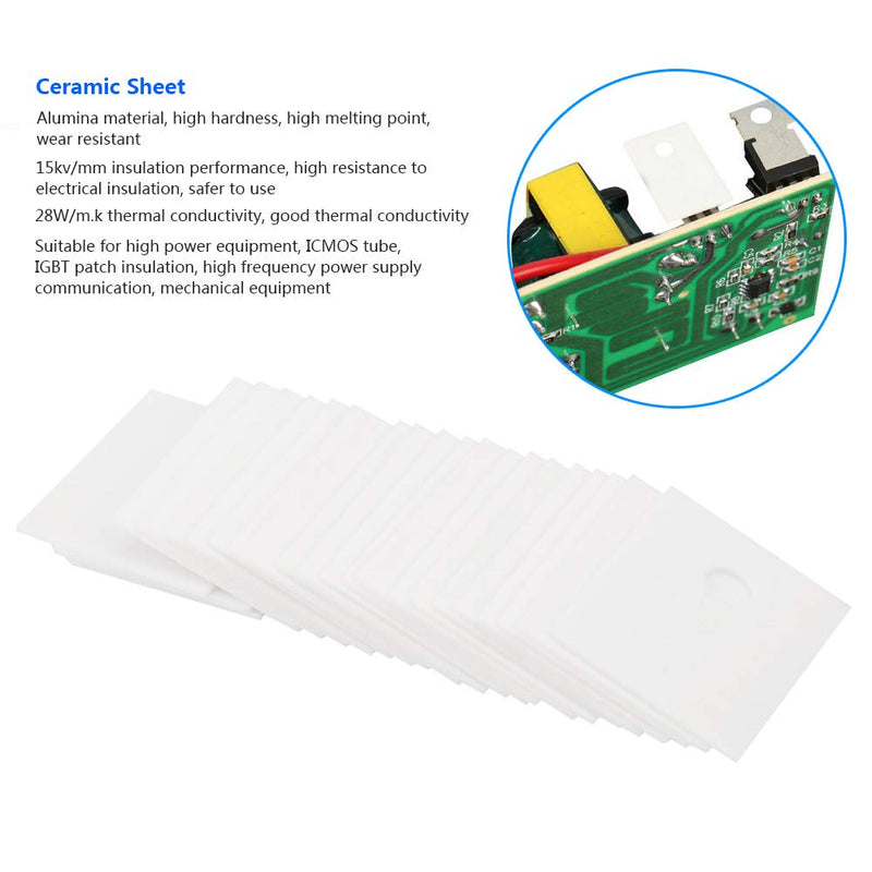 [Australia - AusPower] - Cessdry Alumina Ceramic Insulator Pads, 100PCS TO-247 Alumina Ceramic Sheet Cooling Pad Insulating Sheet MOS Transistor IGBT Cooling Pad 17 x 22 x 1mm 