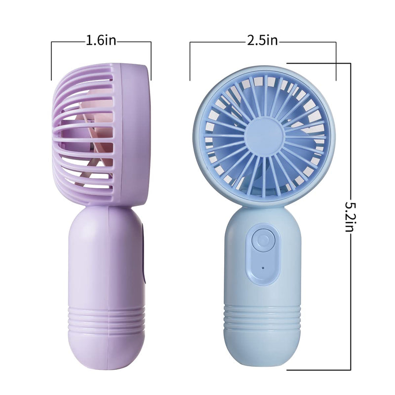 [Australia - AusPower] - VanSmaGo 3Packs Portable Handheld Mini Fan, USB Rechargeable Personal Fan, Battery Operated Small neck Fan with 3 Speeds for Travel/camping/Outdoor/Home/Office (Pink+Blue+Purple) Pink+Blue+Purple 