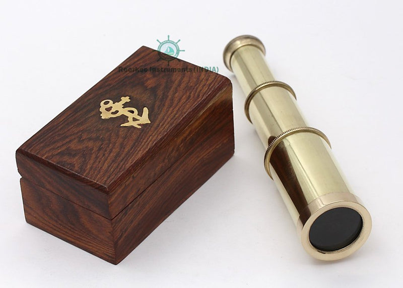 [Australia - AusPower] - Roorkee Instruments India Brass Telescope with Box/Unique Gift/Toy Telescope for Kids 