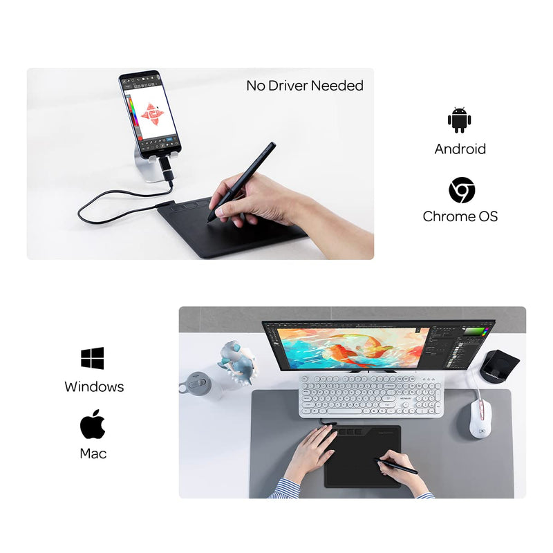 [Australia - AusPower] - GAOMON S620 6.5 x 4 Inches Graphics Tablet with 8192 Passive Pen 4 Express Keys for Digital Drawing & OSU & Online Teaching-for Mac Windows Android OS 