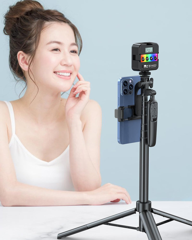 [Australia - AusPower] - PIXEL 62"Selfie Stick with Fill Light Extendable Cell Phone Tripod Stand for iPhone with Wireless Remote and Phone Holder,Compatible Sports Camera,Recording Vlogging,Photography,Youtube,live streaming 