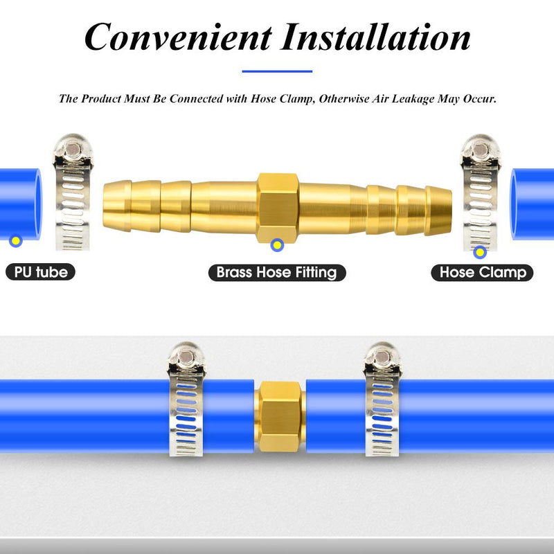 [Australia - AusPower] - TAILONZ PNEUMATIC Union 1/4" Barbed x 1/4" Barbed Splicer Brass Hose Fitting Mender Joiner（Pack of 10） 1/4" Barb x 1/4" Barb 