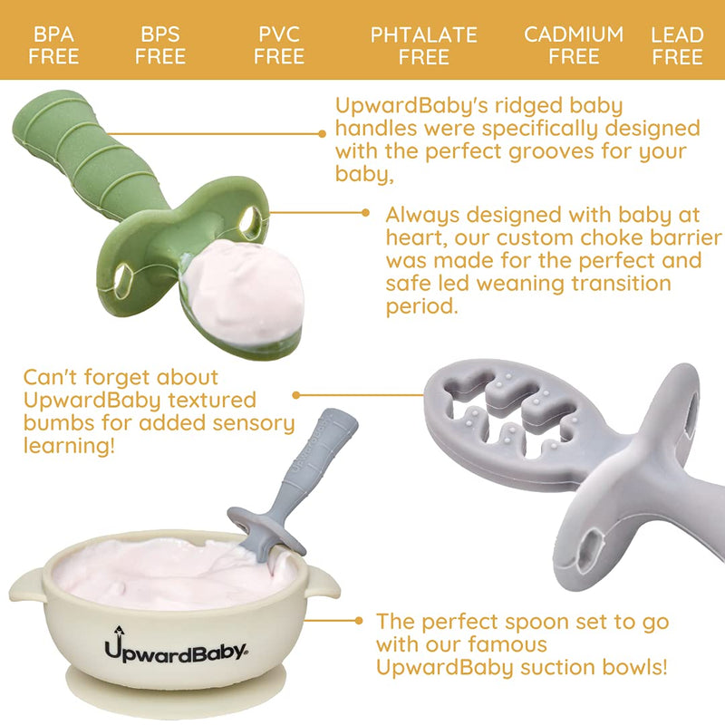 [Australia - AusPower] - Baby First Stage Spoon Set | 3 Piece BPA Free Silicone Dipping Chewable Self Feeding Toddler Utensils | Baby Led Weaning Spoon for Kids Ages 6 Months+ | Second Stage Training 