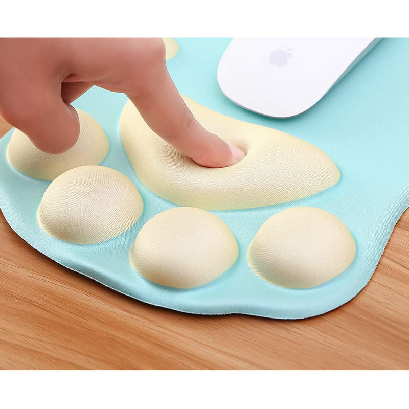 [Australia - AusPower] - TULGIGS Cute Cat Paw Non Slip Mouse Pad with Wrist Support Soft Silicone Wrist Rests Ergonomic Comfort Computer Mouse Mat Desk Decor 11.55"*7.8"*0.99'' (Green) Green 