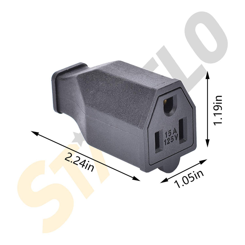 [Australia - AusPower] - STARELO Extension Cord Ends 125V 15A 2Pole 3Wire Female Straight Blade Plug Replacement Electrical Connector End 2 PCS (Female) Connector-female 