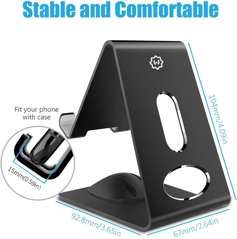 [Australia - AusPower] - Phone Stand, WixGear Premium Phone Holder for iPhones, Android Smartphones & Mini Tablets –Sturdy Metal Phone Stand for Desk with Smart Cord Holder System 