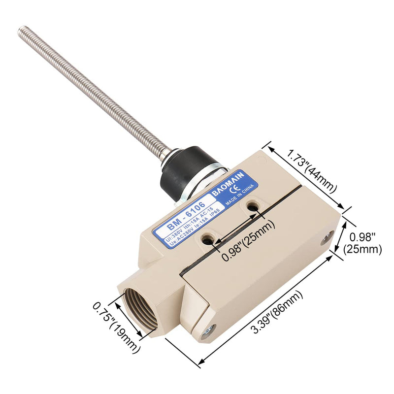 [Australia - AusPower] - Baomain Flexible Rod Limit Switch BM-6106 (TZ-6106) Multi-Directional Movement with M20 Cable Glands with IP65 Waterproof 