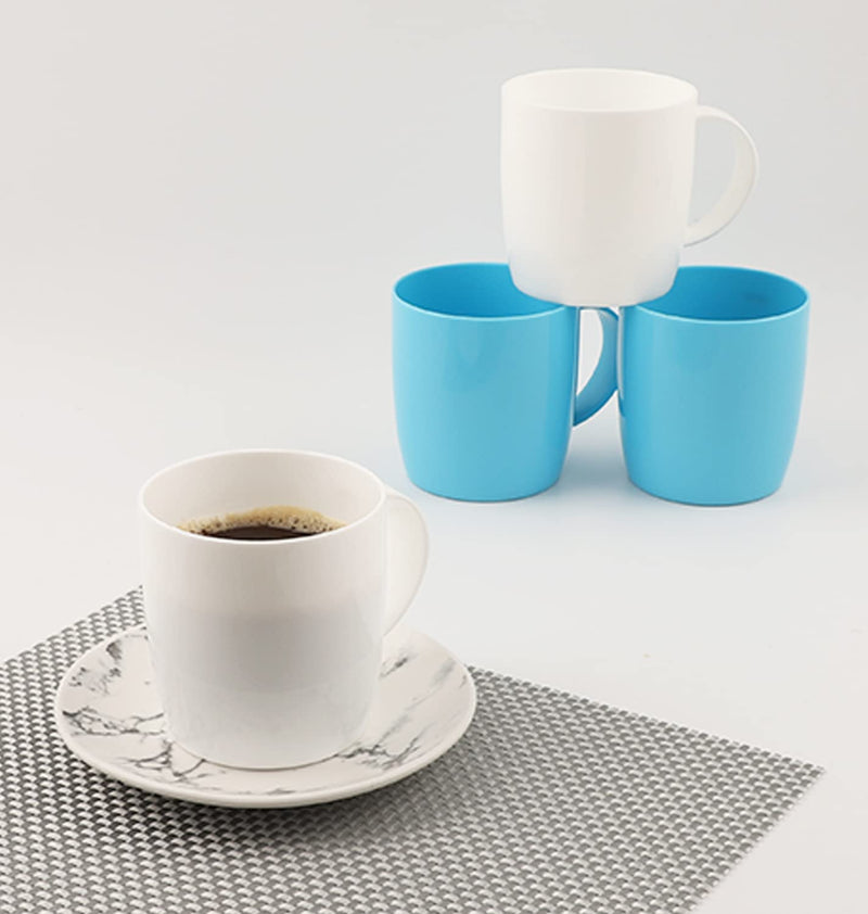 [Australia - AusPower] - Fulong Reusable Plastic Drinking Cup with Handle, BPA Free Microwave & Dishwasher Safe Food Grade PP 13 Ounce Coffee & Milk Mug Set of 5 Blue 