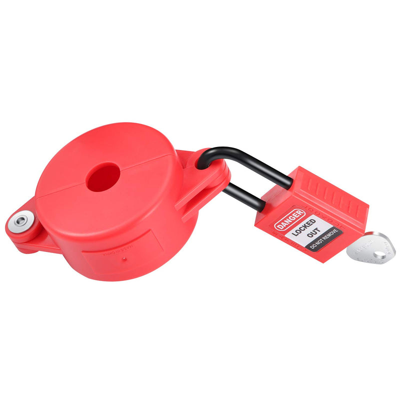 [Australia - AusPower] - Valve Lockout and Safety Padlock Combination Oil Gas Valve Lock Natural Gas Valve for Chemical Industry, 1-2.5 inch, Red 