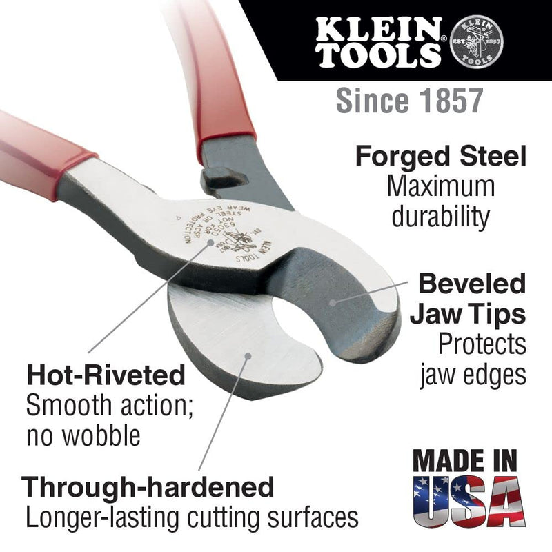 [Australia - AusPower] - Klein Tools 63050 Cable Cutter, Heavy Duty Cutter for Aluminum, Copper, and Communications Cable 