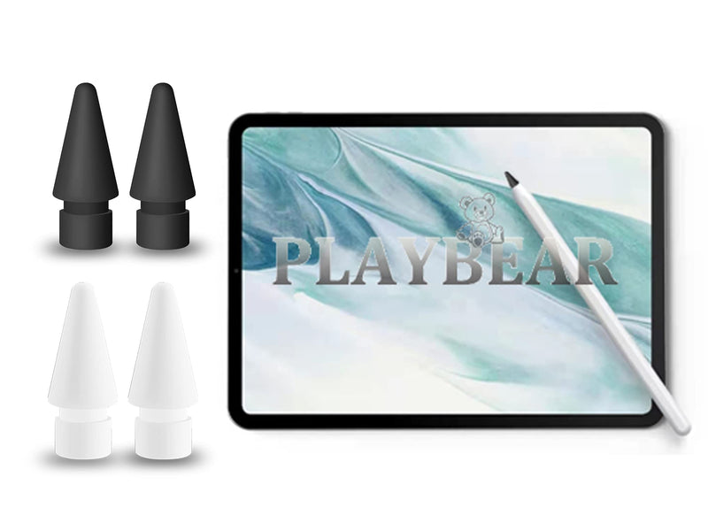 [Australia - AusPower] - Playbear Replacement Tips for Apple Pencil, iPad Pencil Tips, Compatible with Apple Pencil 1st & 2nd Generation Stylus Pen Nibs for Apple iPad Pro 2022 Air Mini Pro Pencil Tip Cover-4 Packs White * 2 + Black * 2 