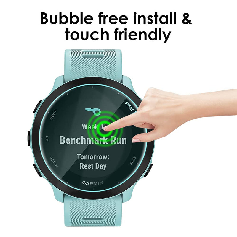 [Australia - AusPower] - Poyiccot Screen Protector for Garmin Forerunner 55, 3Pack Garmin Forerunner 55 Screen Protector Tempered Glass, HD Clear Anti-Bubble Anti-Scratch Screen Protector for Garmin Forerunner 55 