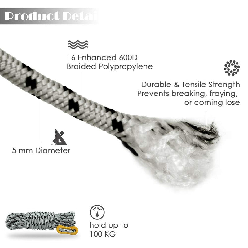 [Australia - AusPower] - GEERTOP Set of 6 Pack Camping Guylines 5mm Ultralight Tent Cord Rope with Aluminum Tensioner 