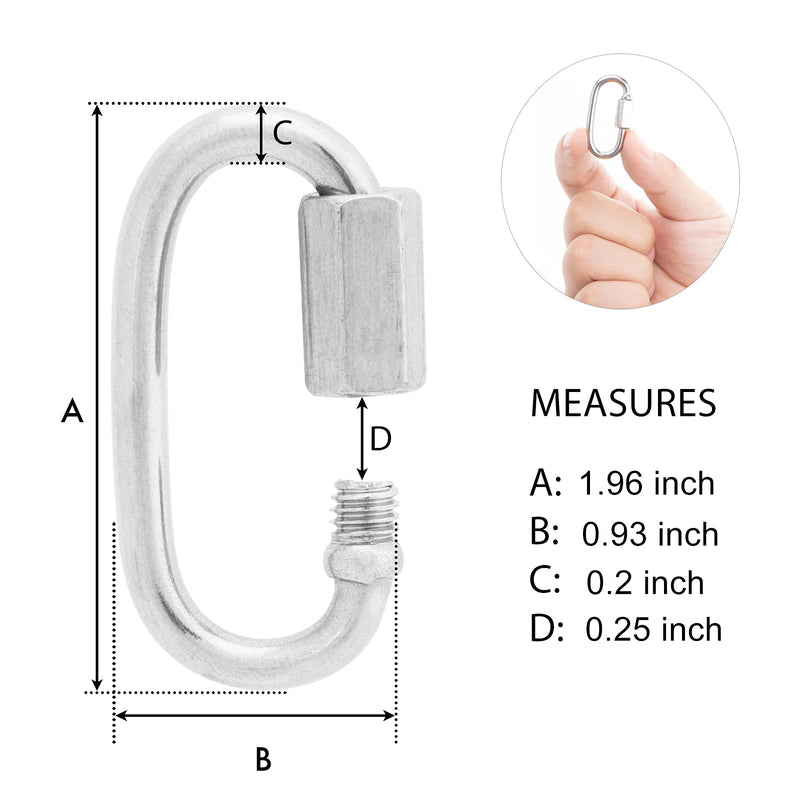 [Australia - AusPower] - VICVIK 3-Pack Chain Quick Links 304 Stainless Steel - Heavy Duty Locking Carabiner, Chain Lock Connector for Hammock, Swing, Trailer M5-3PACK 