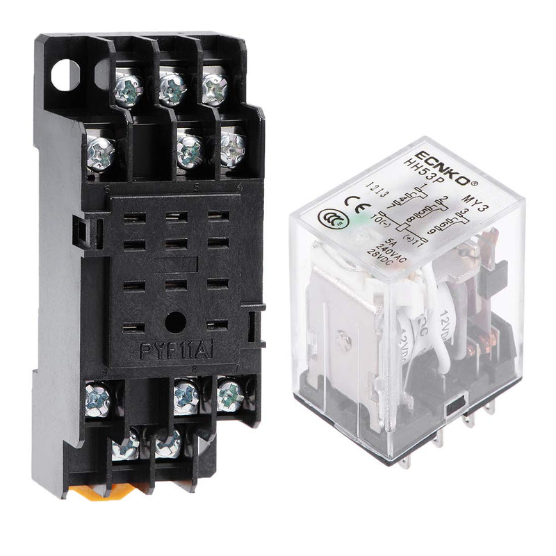 [Australia - AusPower] - uxcell HH53P DC 12V Coil 3P3T 11 Pins Electromagnetic Power Relay Green LED with Socket 