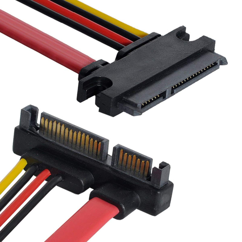 [Australia - AusPower] - Xiwai Down Angled SATA III 3.0 7+15 22 Pin SATA Male to Female Data Power Extension Cable 30cm 