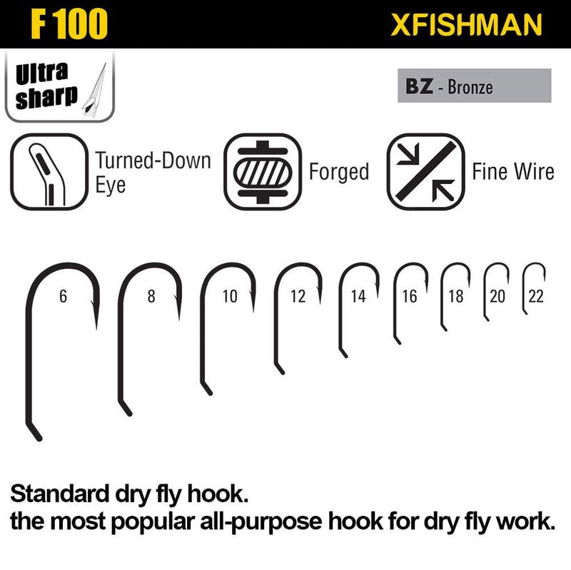 [Australia - AusPower] - XFISHMAN Fly-Hooks-for-Fly-Tying-Dry-Wet-Barbless-BL-Nymph-Flies Curved Czech Scud Fishing Hooks 10# ~16# Assortment Pack of 100-240 Hooks with Box Fly Hooks F100&F2487 Qty 240 
