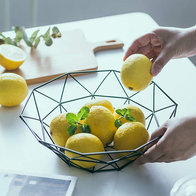 [Australia - AusPower] - Teetookea Metal Wire Fruit Bowl, Iron Arts Fruit Storage Baskets for Kitchen Counter, Countertop, Home Decor, Table Centerpiece Decorative hold Vegetables, Bread, Snacks, Potpourris Black 