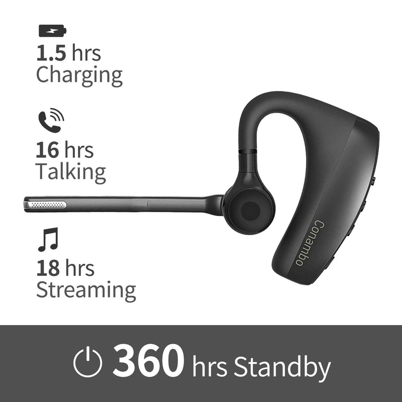 [Australia - AusPower] - Bluetooth Headset 5.0 with CVC8.0 Dual Mic Noise Cancelling Bluetooth Earpiece 16Hrs Talktime Wireless Headset Hands-Free Earphone for Truck Driver iPhone Android Cell Phones 