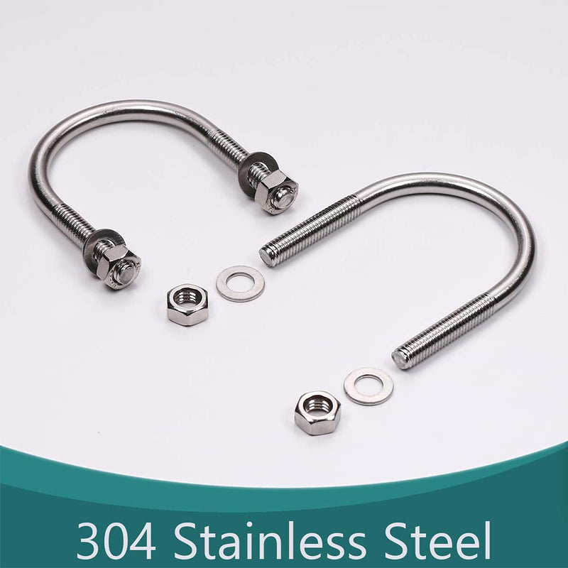 [Australia - AusPower] - Bettomshin 4Pcs 304 Stainless Steel M6 Thread Silver Round Bend U Bolts with Self Locking Nuts and Washers for Fastening Products to 1.5" Dia Pipe 