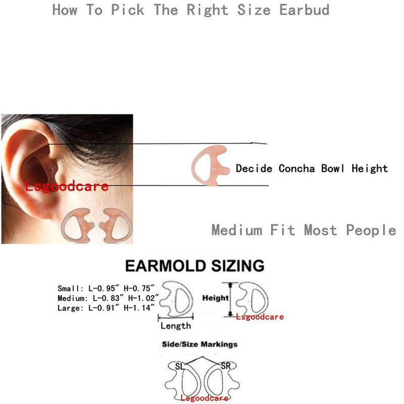 [Australia - AusPower] - Radio Ear Mold Ear Bud Pink Small, Lsgoodcare Earmold Earbuds Replacement Left Right Ear for 2 Way Radio Acoustic Coil Tube Earpiece, Insert Earmould Soft Walkie Talkie Ear Pieces, 3 Pairs 