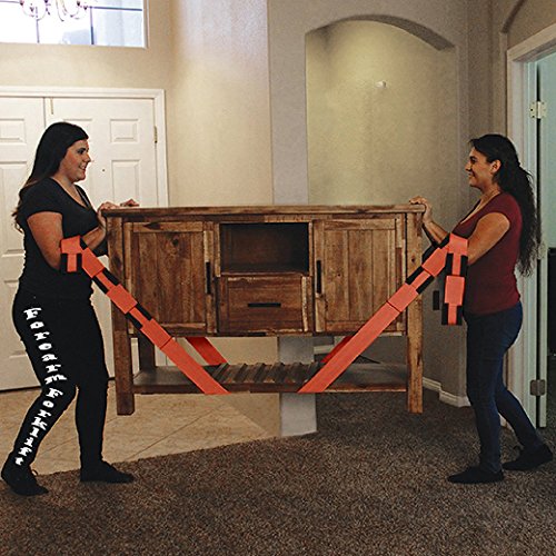 [Australia - AusPower] - Forearm Forklift Extended Length 4-Loop, Lifting and Moving Straps for Furniture, Appliances, Mattresses or Heavy Objects up to 800 Pounds 2-Person, Orange/Black, Model FFBEM orange\black 