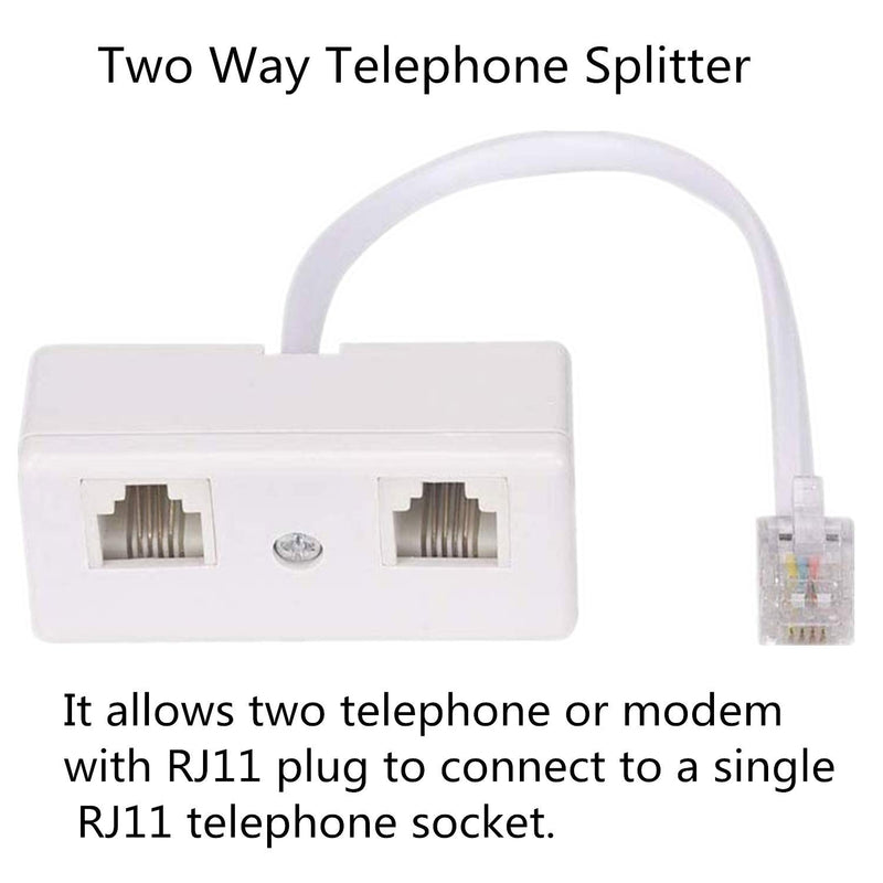 [Australia - AusPower] - Telephone Splitters,RJ11 6P4C Duplex Wall Jack Adapter Dual Phone Line Splitter Wall Jack Plug 1 to 2 Modular Converter Adapter for Office Home ADSL DSL Fax Model Cordless Phone (Two Way-3 Pack-L) Two Way-3 Pack-L 