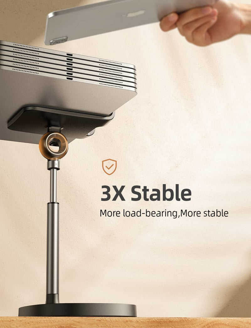 [Australia - AusPower] - LISEN Cell Phone Stand, Adjustable Phone Stand for Desk, Thick Case Friendly Phone Holder Stand, Taller iPhone Stand Compatible with All Mobile Phone, iPhone, iPad, Tablet 4-10'' Desk Accessories BLACK-3X STABLE WEIGHTED BASE 