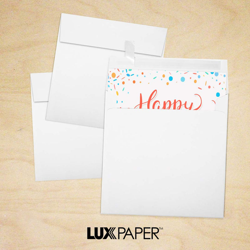 [Australia - AusPower] - LUX Paper Square Invitation Envelopes for 5 1/4 x 5 1/4 Cards in 80 lb. Bright White, Printable Envelopes for Invitations, with Peel & Press Seal, 50 Pack, Envelope Size 5 1/2 x 5 1/2 (White) 80lb. Bright White 