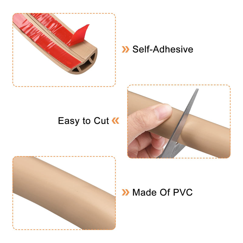 [Australia - AusPower] - uxcell D30 6.6ft Floor Cord Cover, PVC Cord Cover Floor, Wire Cover for Extension Cords, Protect Wires & Prevent Cable Trips, Hole Width: 0.39", Brown 