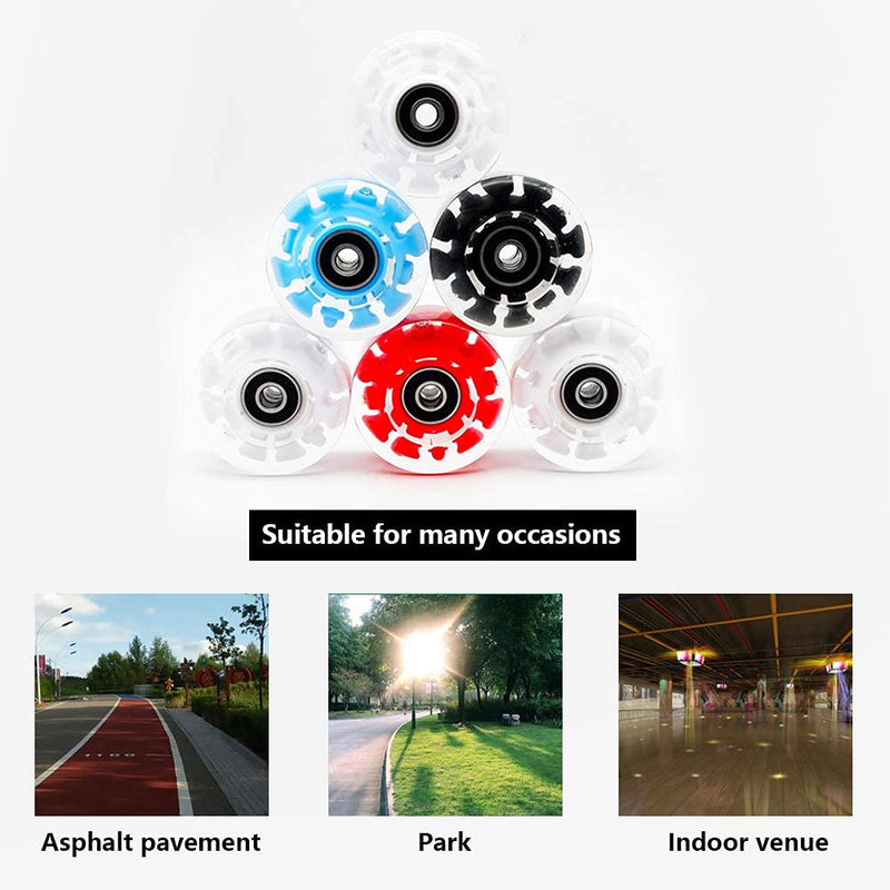 [Australia - AusPower] - Nezylaf 4 Piece Light up Roller Skate Wheels, Luminous Skate Wheels with Bearings Installed for Indoor or Outdoor Double Row Skating and Skateboard Accessories 32 x 58 mm 78A Black 