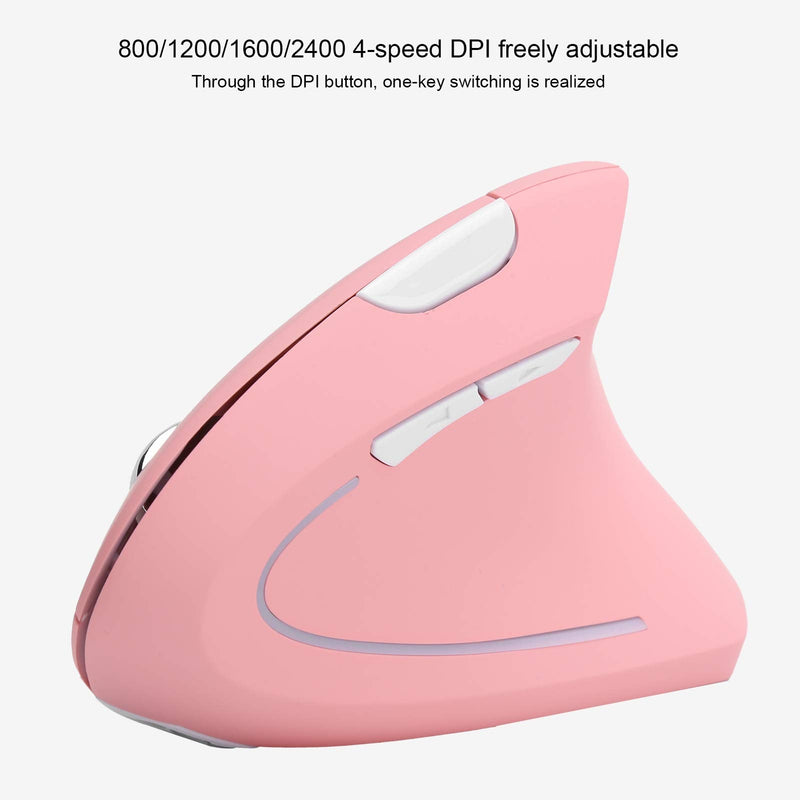 [Australia - AusPower] - Ergonomic Vertical Mouse, 2.4G Wireless Optical Game Mouse, RGB Backlight, Adjustable 4-Level 2400DPI, 6 Button for PC/ Laptop Desktop(Pink) 