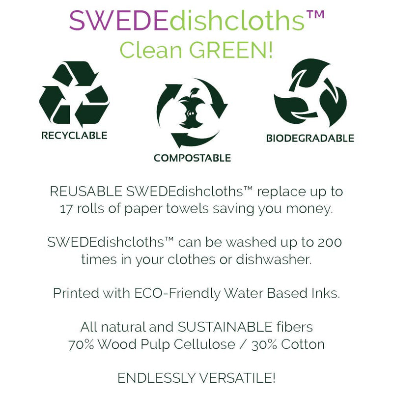 [Australia - AusPower] - Swedish Dishcloth Mixed Sunflowers Set of 4 Each Swededishcloths (one of each design) | ECO Friendly Reusable Absorbent Cleaning Spongecloth 