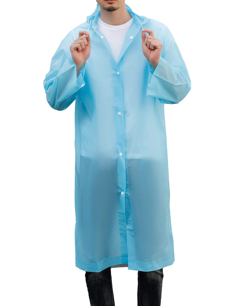 [Australia - AusPower] - Rain Poncho for Adults Reusable,Women Men Portable Waterproof Raincoat Rain Jackets with Hood for Outdoor Blue 
