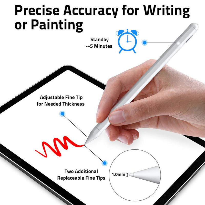 [Australia - AusPower] - VersionTECH. Stylus Pen for Apple iPad, Palm Rejection Active Pencil Drawing Digital Tactile Pen with High-Precision Fine Tip Compatible for Tablets iPad Pro Air Mini 2018-2021 Touch Screens 