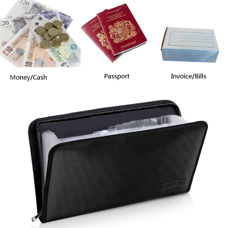 [Australia - AusPower] - Expanding File Folder Document Organizer Fireproof Money Bag A5 Size 13 Pockets Zipper Closure Portable Filing Wallet Holder Storage for Check,Bill,Receipts,Tickets(11.4" x 6.3") 