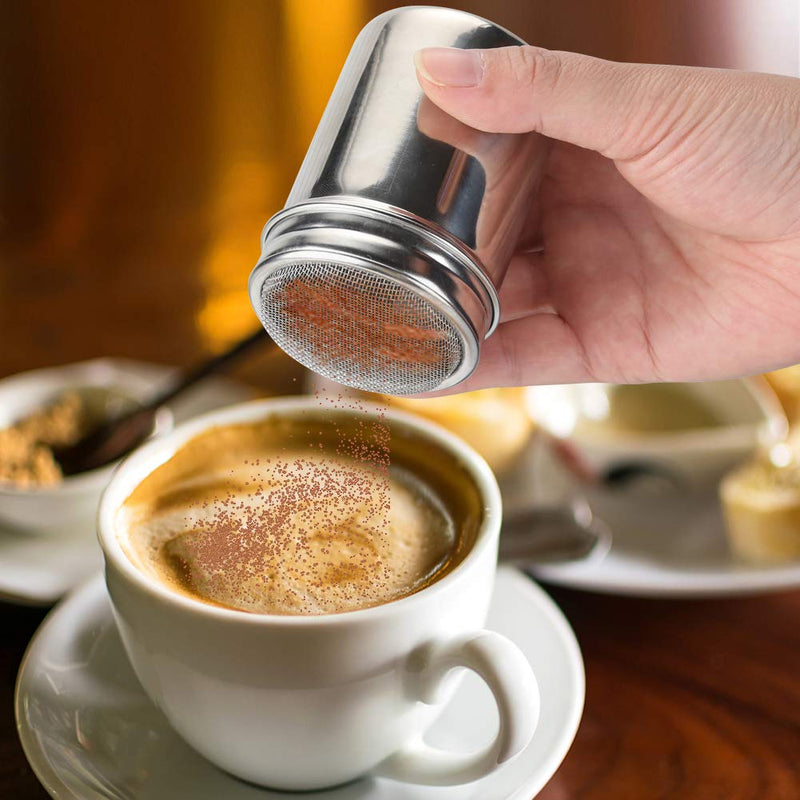 [Australia - AusPower] - Accmor 2pcs Powder Sugar Shaker Duster, Stainless Steel Powder Sugar Shaker with Lid, Sifter For Cinnamon Sugar Pepper Powder Cocoa Flour Small-6.8 oz 