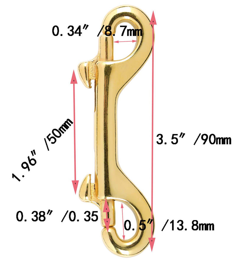 [Australia - AusPower] - Brass Double End Snap Hook Clip Diving Hook 3.5 Inch 4 Pcs for Diving,pet,Handmade Bag,Keychains etc 